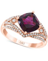 Lali Jewels Rhodolite (2-7/8 Ct. T.w.) & Diamond (1/3 Ct. T.w.) Ring In 14k Rose Gold - Metallic