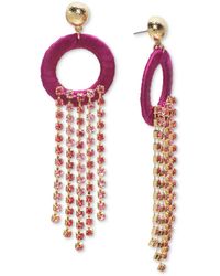INC International Concepts - Gold-tone Ribbon-wrapped Circle & Color Crystal Fringe Statement Earrings - Lyst