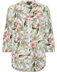 Olsen - 3/4 Cotton Viscose Tropic Jungle Print Tunic Shirt - Lyst