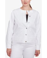 Ruby Rd. - Petite Dark Stretch Denim Embroidered Jacket - Lyst