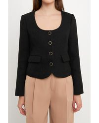 Endless Rose - Solid Tweed Scooped Neck Jacket - Lyst