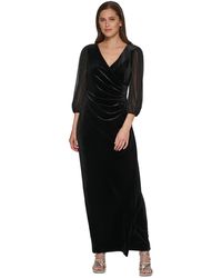DKNY - Velvet Maxi Chiffon Sleeve Dress - Lyst
