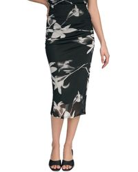 Calvin Klein - Printed Ruched Pull-on Skirt - Lyst