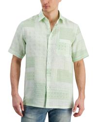 Club Room - Patchwork Geo-print Short-sleeve Linen Shirt - Lyst
