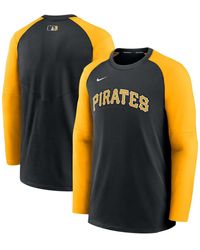 Nike Black, Gold-tone Pittsburgh Pirates Authentic Collection Pregame Performance Raglan Pullover Sweatshirt