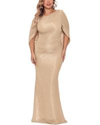 Betsy & Adam - Plus Size Cape Back Metallic Gown - Lyst