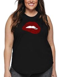 LA Pop Art - Plus Size Brooklyn Lips Word Art Tank Top - Lyst