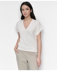 DKNY - Ribbed Short-sleeve Sweater - Lyst