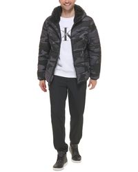 Calvin Klein - Chevron Stretch Jacket With Sherpa Lined Hood - Lyst