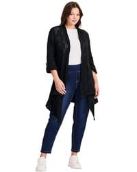 Avenue - Plus Size Pointelle Sweater Cardigan - Lyst