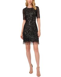 Adrianna Papell - Beaded Fringe-trim Cocktail Dress - Lyst
