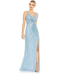 Mac Duggal - Sequined Faux Wrap Sleeveless Gown - Lyst