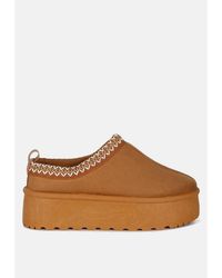 LONDON RAG - Struter Embroidered Platform Fur Classic Slip-on - Lyst