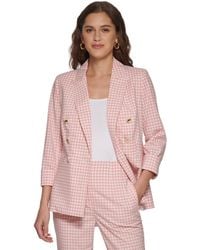 DKNY - Petite Gingham Double-breasted Blazer - Lyst