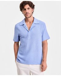Alfani - Short-sleeve Boucle Stripe Knit Shirt - Lyst