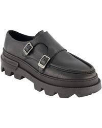 Karl Lagerfeld - Leather Double Buckle Monk Strap Loafers - Lyst