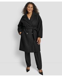 DKNY - Plus Size Belted Notch Collar Coat - Lyst