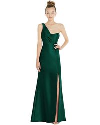 Alfred Sung - Draped One-shoulder Satin Trumpet Gown - Lyst