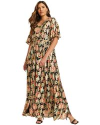 June + Vie - June + Vie Plus Size June + Vie Metallic Printed Maxi Dress - Lyst