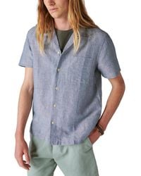Lucky Brand - Stripe Linen Short Sleeve Camp Collar Shirt - Lyst