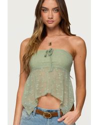 Edikted - Embroidered Sheer Strapless Top - Lyst