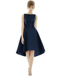 Alfred Sung - Bateau Neck Satin High Low Cocktail Dress - Lyst