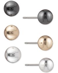 DKNY - Tri-tone 3-pc. Set Ball Stud Earrings - Lyst