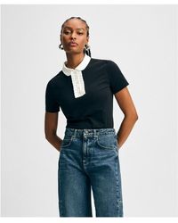 Isaac Mizrahi New York - Ruffle Detail Peter Pan Tee - Lyst