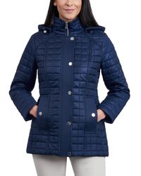 London Fog - Petite Hooded Quilted Water-resistant Coat - Lyst