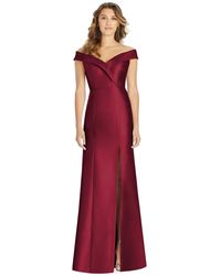 Alfred Sung - Off-the-shoulder Satin Gown - Lyst