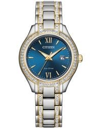Citizen - Eco-drive Silhouette Crystal Stainless Steel Bracelet Watch 30mm - Lyst