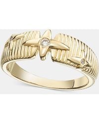 On 34th - Pave Star Textured Band Ring - Lyst
