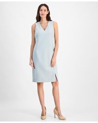 Anne Klein - Sleeveless V-neck Slit-hem Dress - Lyst