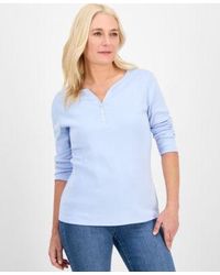 Style & Co. - Style Co Cotton 3 4 Sleeve Henley Tee Pxs 4x Created For Macys - Lyst