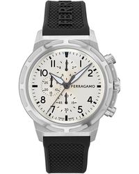 Ferragamo - Swiss Chronograph Sport Black Silicone Strap Watch 44mm - Lyst