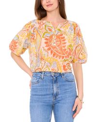 Vince Camuto - Printed Puff-sleeve Top - Lyst
