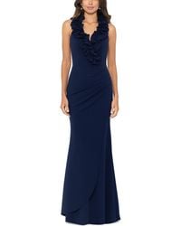 Xscape - Ruffled-v-neck Sleeveless Ruched Gown - Lyst