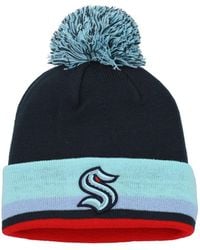 adidas - Seattle Kraken Team Stripe Cuffed Knit Hat - Lyst