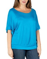 24seven Comfort Apparel - Plus Size Short Sleeve Loose Fitting Dolman Top - Lyst