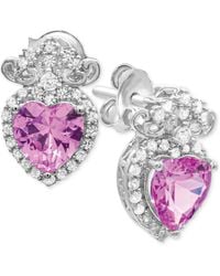 Macy's - Lab-created 1-5/8 Ct. T.w. And Lab-created White Sapphire 1/2 Ct. T.w. Heart Drop Earrings - Lyst