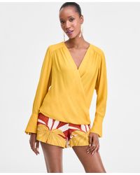 INC International Concepts - Surplice Long-sleeve Blouse - Lyst
