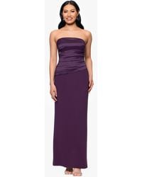 Betsy & Adam - Taffeta & Crepe Long Strapless Sheath Dress - Lyst
