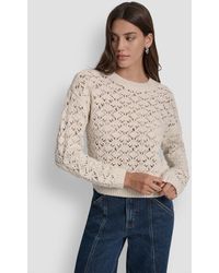 DKNY - Pointelle Long Sleeve Sweater - Lyst