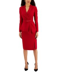 Tahari - Belted Wrap Skirt Suit - Lyst
