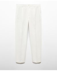 Mango - Pleated Texture Slim Fit Trousers - Lyst