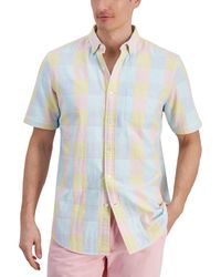 Club Room - Short Sleeve Button Front Madras Plaid Shirt - Lyst