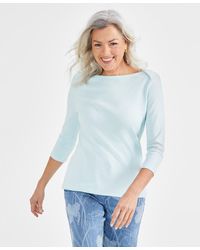 Style & Co. - Pima Cotton 3/4-sleeve Boat-neck Top - Lyst