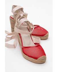 Forever & Always Shoes - Lions Mesh Leather Wedge Espadrilles Sandal () - Lyst