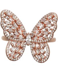 Giani Bernini Cubic Zirconia Baguette Butterfly Ring (1-1/2 Ct. T.w.) In Sterling Silver Or 18k Rose Gold Over Sterling Silver - Metallic
