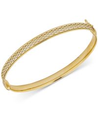 Macy's Textured Two-tone Bangle Bracelet In 10k Gold & White Gold - Metallic